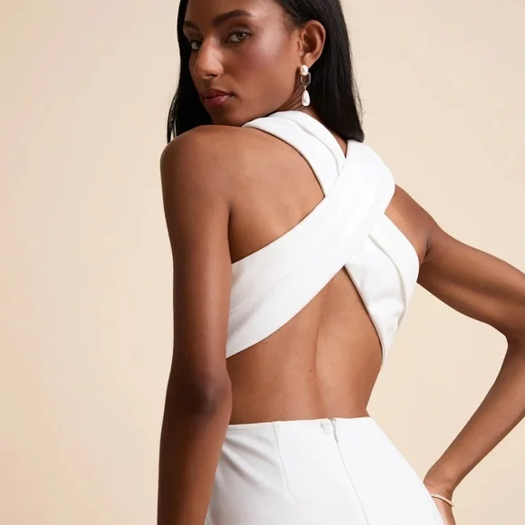 Lulu's White One-Shoulder Slit Maxi Dress - Picture 9 of 11